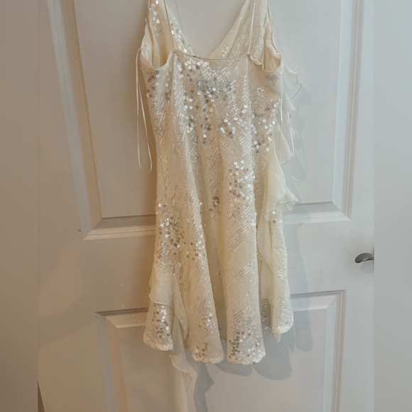 Zara White Sequin Ruffle Mini Dress - Picture 3 of 6